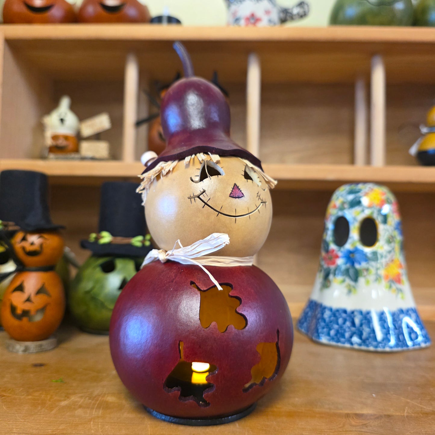 Gourd  ~ Scarecrow Warehime Lumiinary with battery tealight