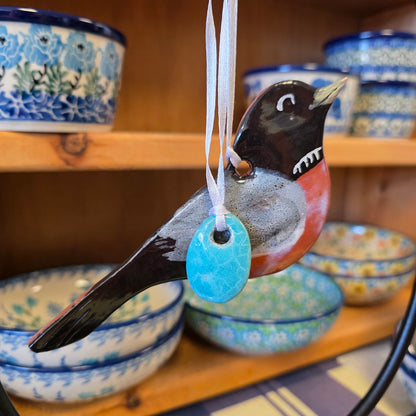 Ornament ~ Robin with Egg (6")   **NOT POLISH POTTERY**