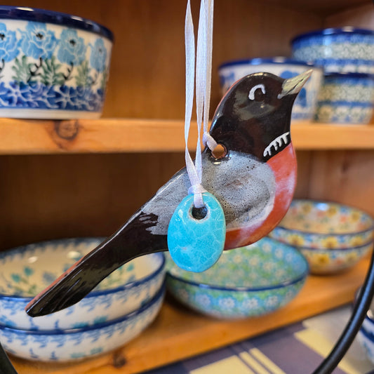 Ornament ~ Robin with Egg (6")   **NOT POLISH POTTERY**