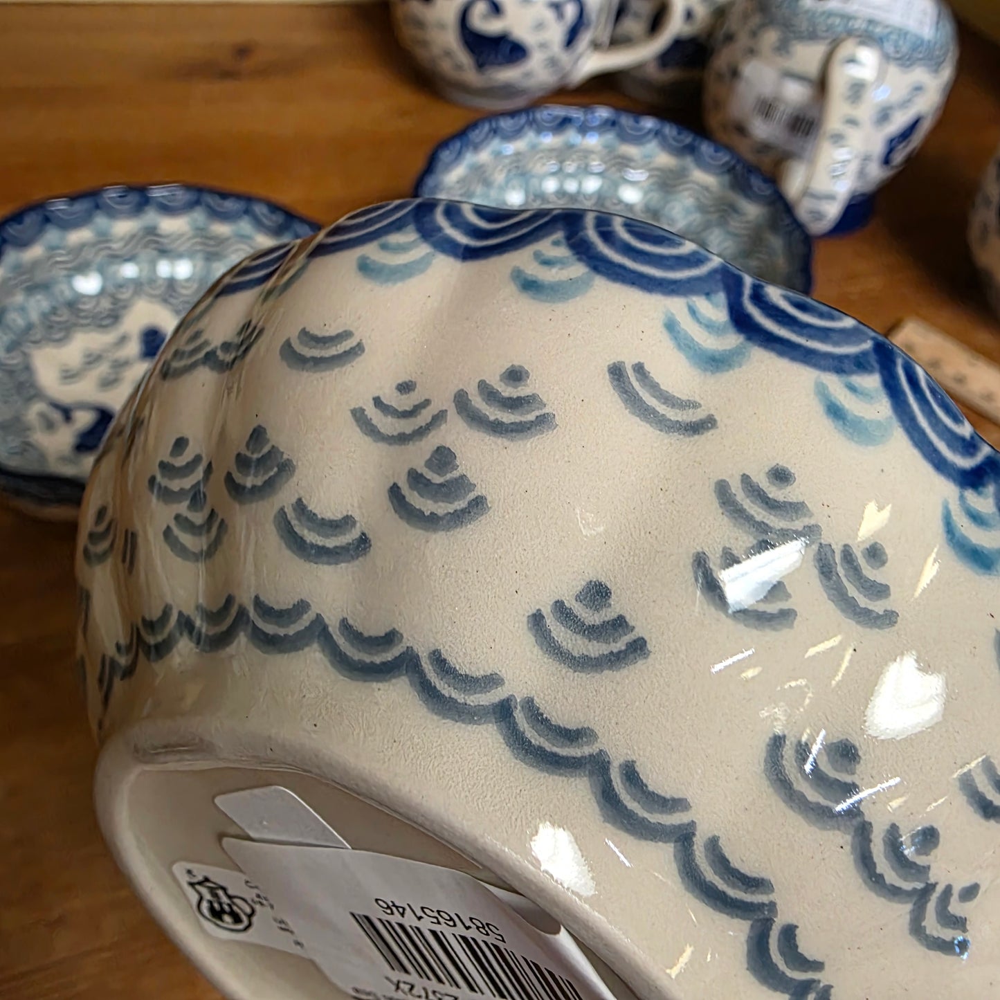 Bowl ~ Scalloped ~ 4.5" 2372X ~ Deep Blue Sea ~ Koi Fish
