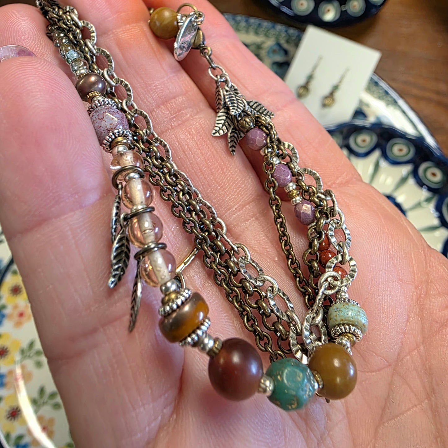 Jewelry ~ Bracelet Earthen 7.5-8.5" Jasper, Czech Glass Multistrand Bracelet