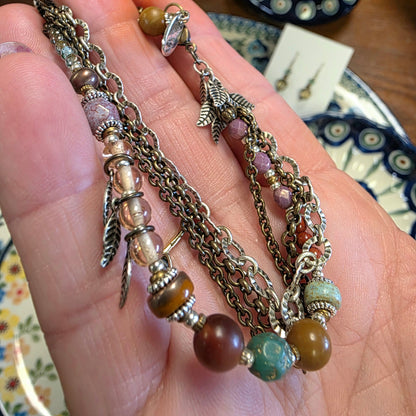 Jewelry ~ Bracelet Earthen 7.5-8.5" Jasper, Czech Glass Multistrand Bracelet