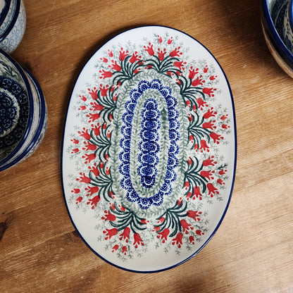 Oval Platter ~ Small 10.5" x 7.3"    G69-1437X  Crimson Bells pf0526
