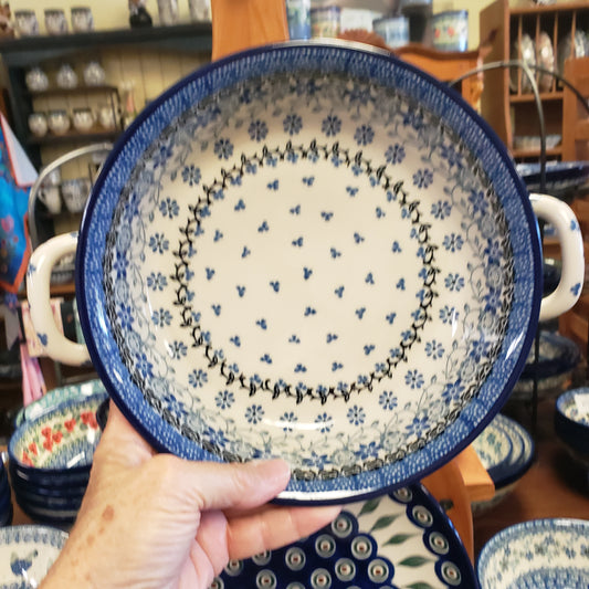 Baker ~ Round w/ Handles ~ 8" 419-2158X Silver Lace