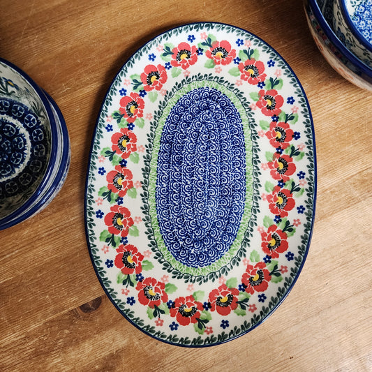 Oval Platter ~ Small 10.5" x 7.3"    G69-3219X  Danish Garden pf0526