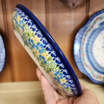 Plate 8" ~ lip ~ Blue / yellow / green