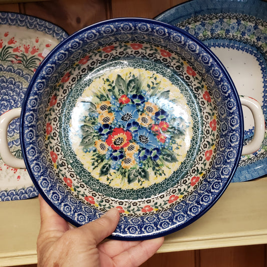 Baker ~ Round w/ Handles ~ 8" 419-U4578 pf0425