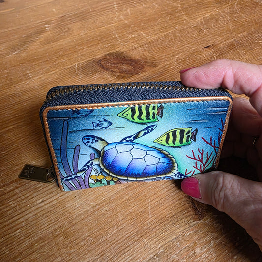 Anuschka ~ Accordion card holder / zip turtle fish