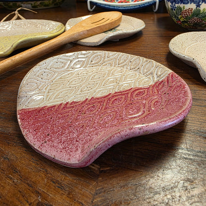 Spoon Rest ~ Red & White **Not Polish Pottery**
