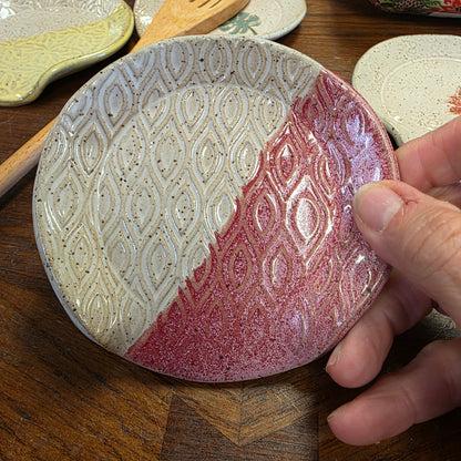 Spoon Rest ~ Red & White **Not Polish Pottery**