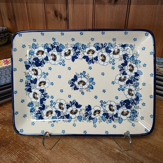 Platter Rectangular 9.5" x7"  111-2222X  Snow Poppy pf0526