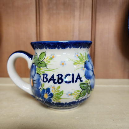 Mug 12 oz Babcia Blue Flower/yellow