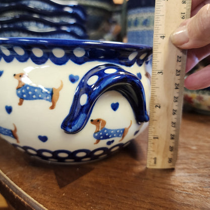 Jar 34 oz / Tureen 7" tall  with lid Dachshund sweater 1322