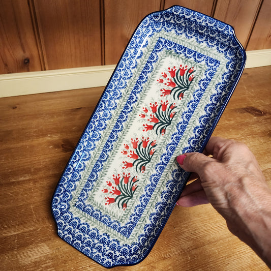 Tray ~ 5.5" x 12" 410-1437X Crimson Bells