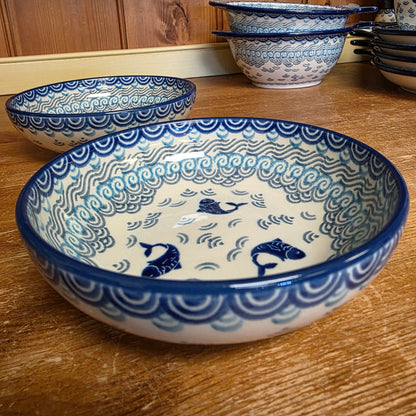Bowl ~ 5" shallow B89 2372X ~ Deep Blue Sea ~ Koi Fish