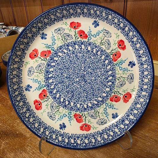 Plate   Rimmed   9" 302-2901X  Red Poppy Garden pf0526