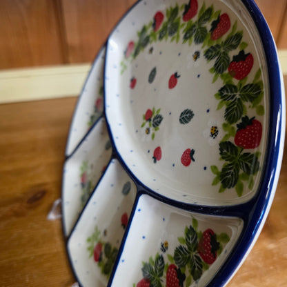 Plate ~ Divided Dish   8.75"  499-2709X  Strawberry Field  small round