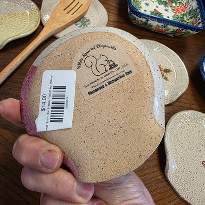 Spoon Rest ~ Red & White **Not Polish Pottery**