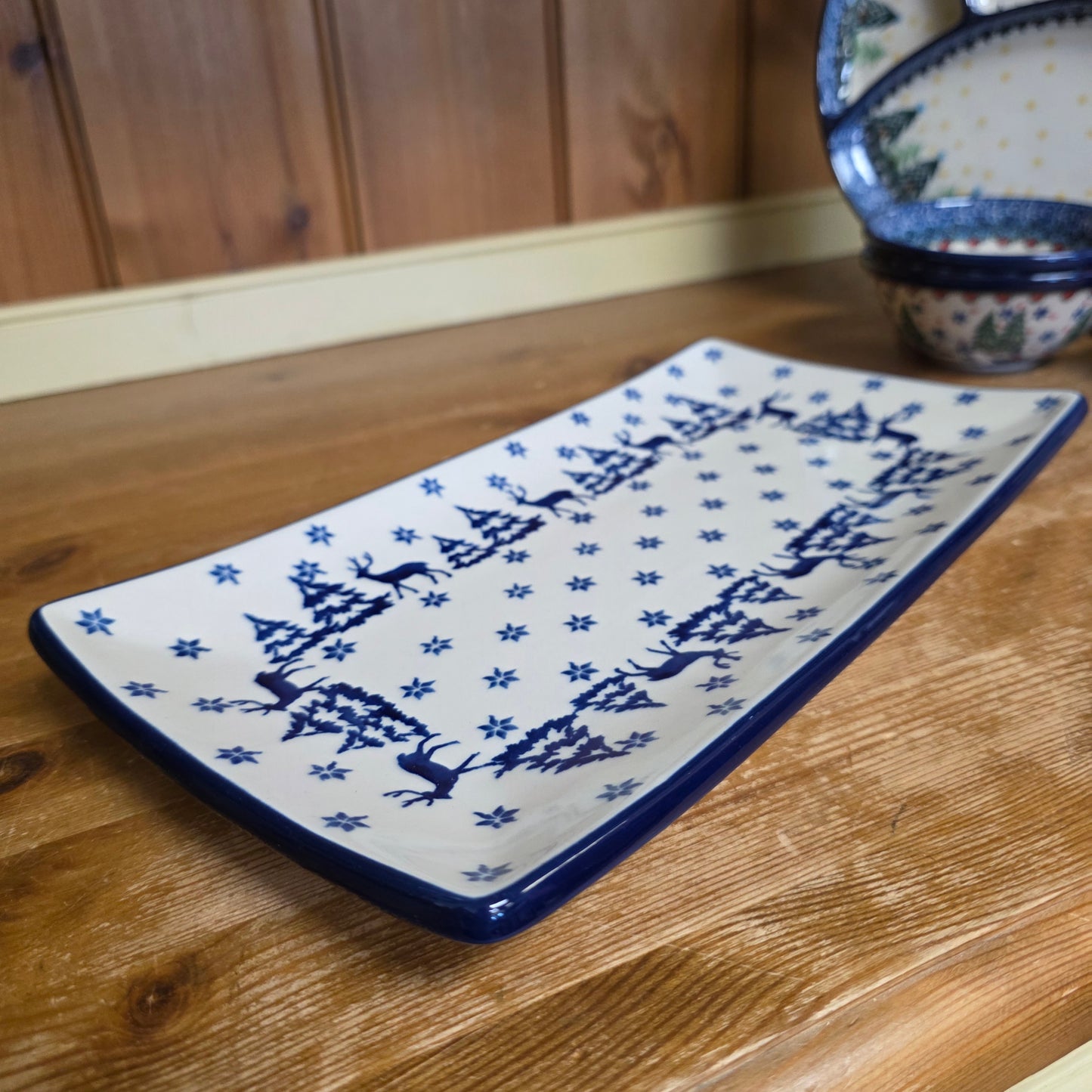 Sushi Plate Rectangular Tray ~ 11.8x6.5"    C26-1931X  Snowy Pines pf0526