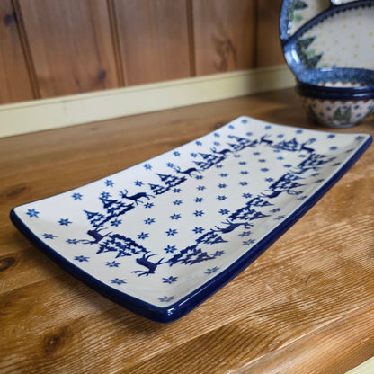 Sushi Plate Rectangular Tray ~ 11.8x6.5"    C26-1931X  Snowy Pines pf0526