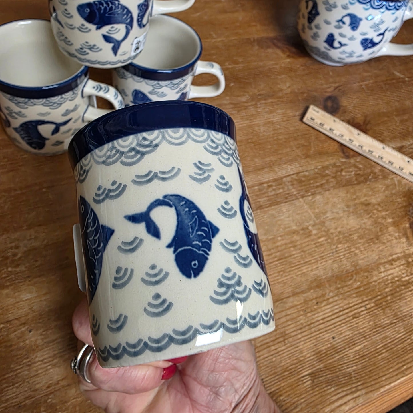Mug ~ Espresso ~ 5 oz Xsmall cup 2372X ~ Deep Blue Sea ~ Koi Fish