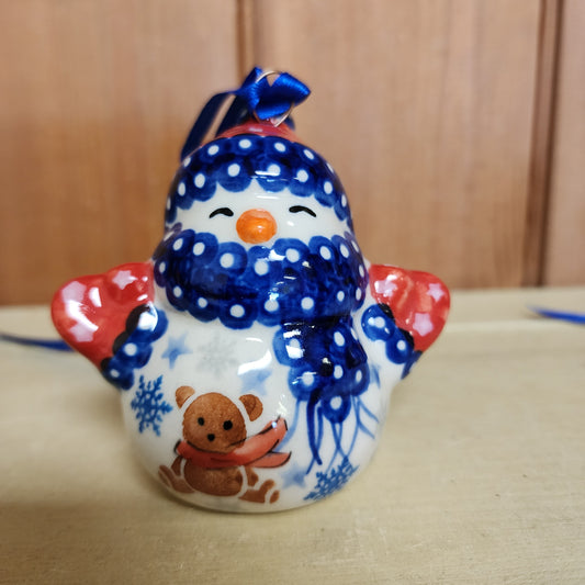 Ornament ~ #w/bear cobalt blue ~ 3"