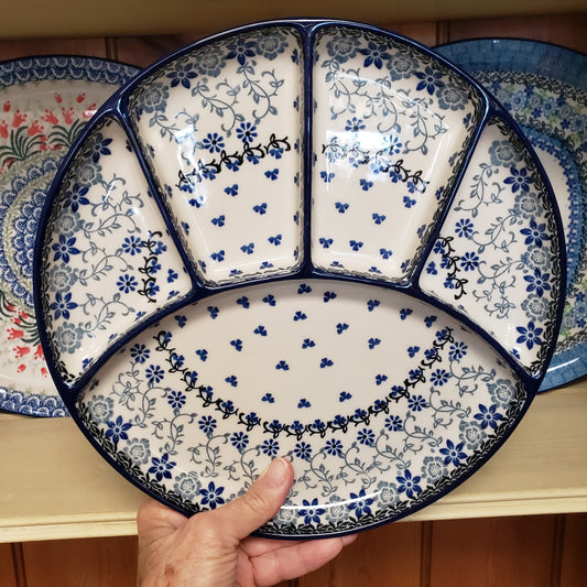 Dish ~ Divided ~ 10" 498-2158X Silver Lace