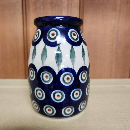Vase ~ Milk Bottle Shape ~ 5"H 0054X ~ Peacock