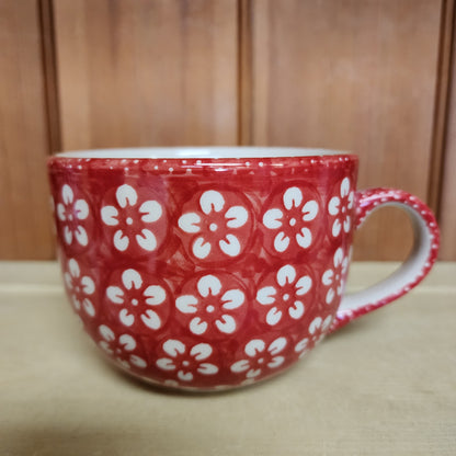 Mug ~ 17 oz Latte cup ~ Red Blossom J8cz