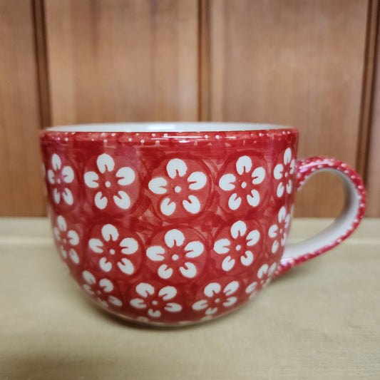 Mug ~ 17 oz Latte cup ~ Red Blossom J8cz