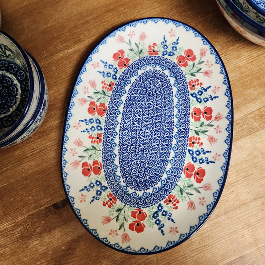Oval Platter ~ Small 10.5" x 7.3"    G69-3220X  Whimsical Garden pf0526