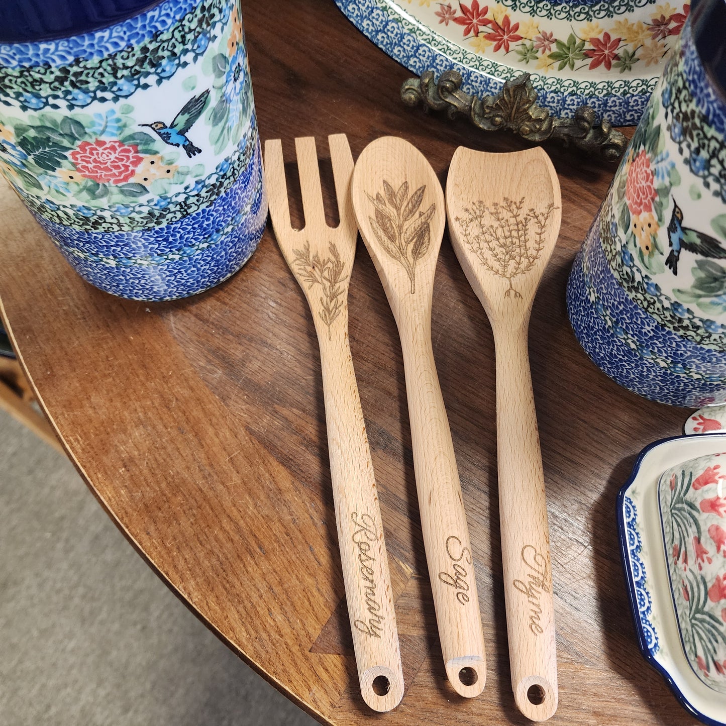 Wine/ Utensil Holder  **FREE Wooden Spoon Set  7.75" H    U3271 ~ U4~ T. Liana Hummingbird