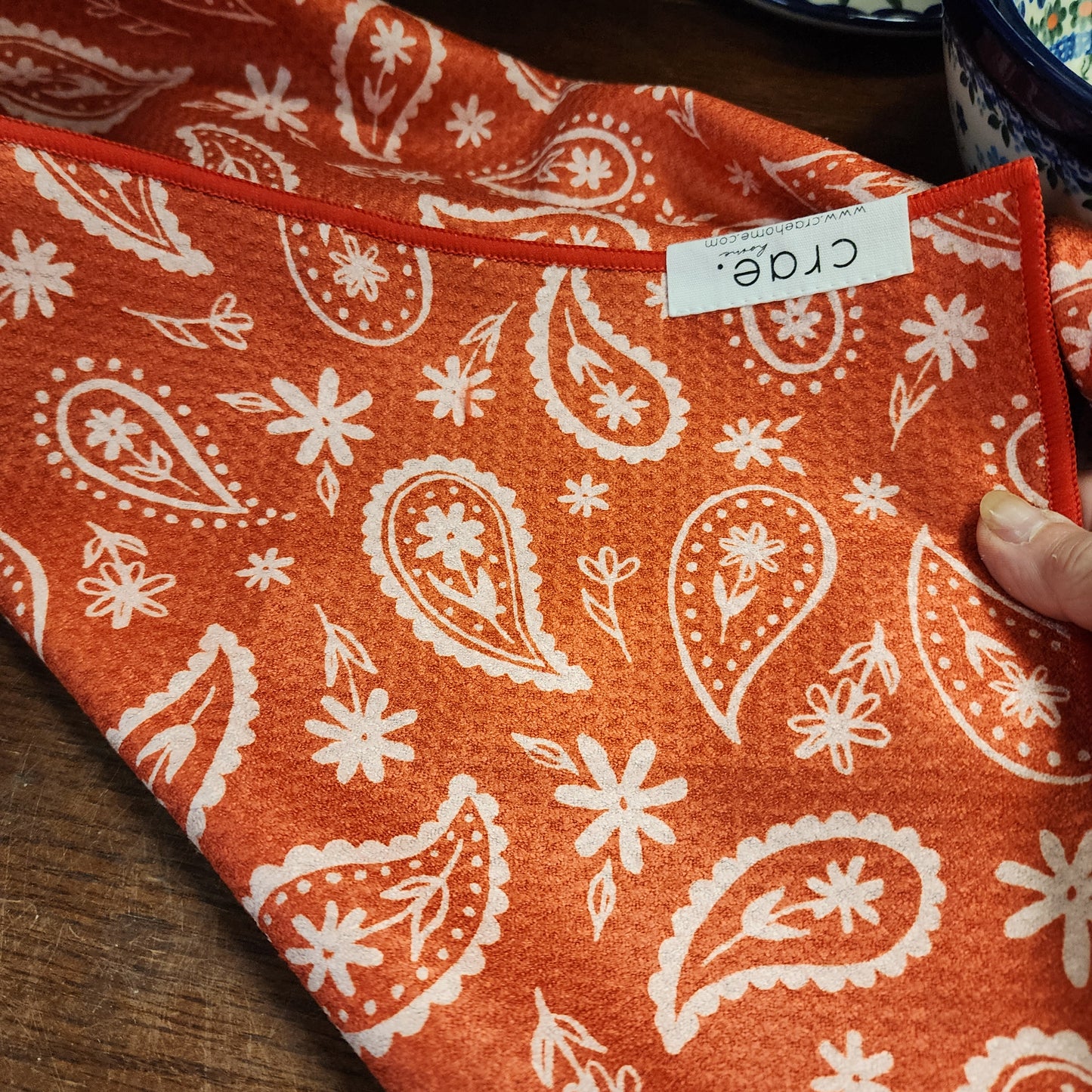 Towel / Poly Bandana Blues: Reversible Hand Towel: Blue/Red / 19x29in