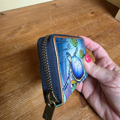 Anuschka ~ Accordion card holder / zip turtle fish