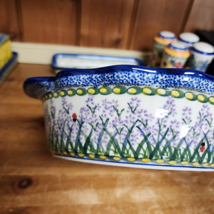 Baker 9"x2" / Round baker Fala w/tab handles/277 Lavender butterfly ladybug