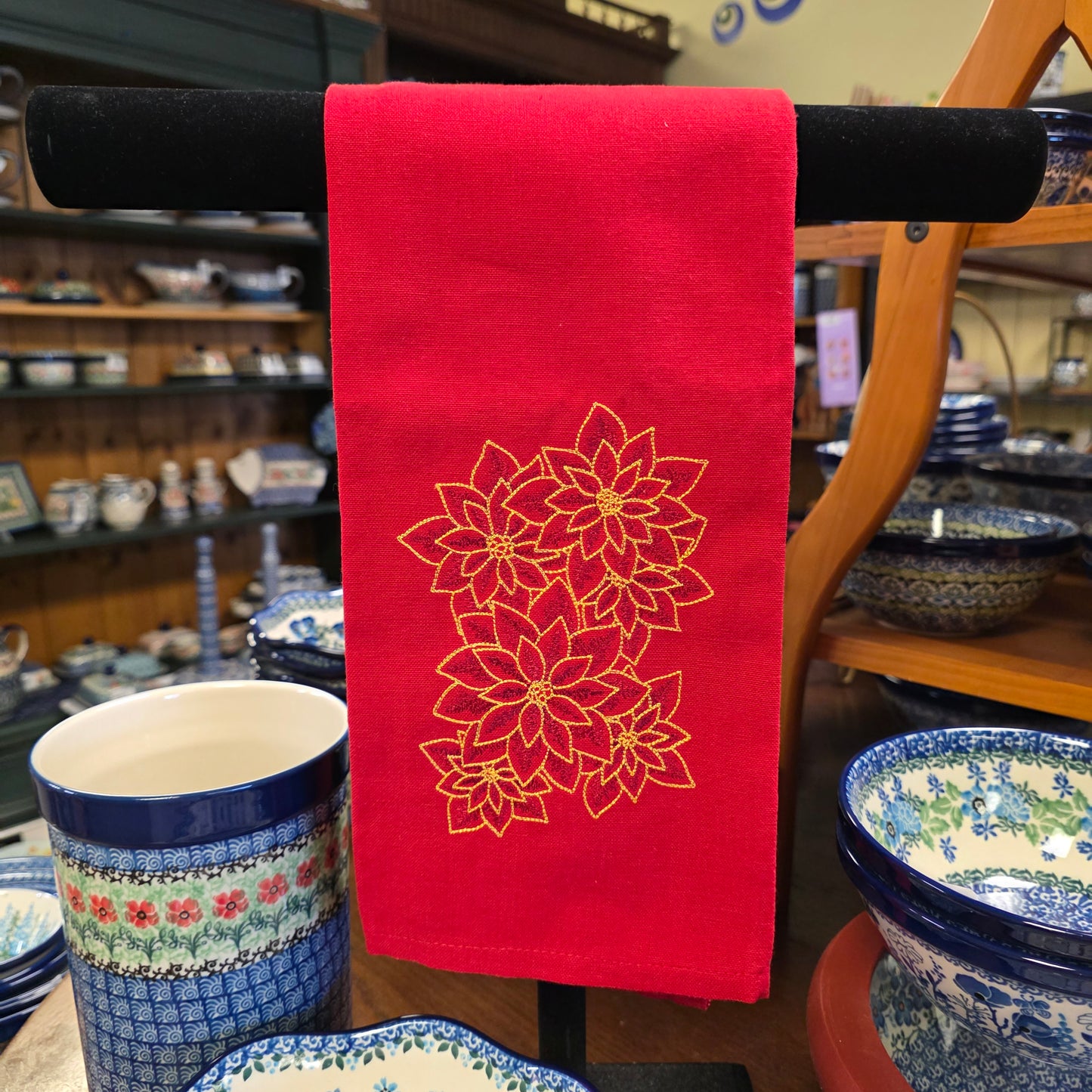 Towel ~ Christmas Poinsettias Tea Towel