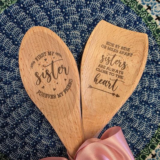 Wood 2 Pc Sister set ~ Two Spoons