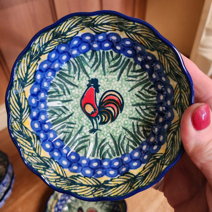 Bowl ~ Scalloped ~ 4.5" U2663 ~ U3  ~ Rooster ~ M. Kuczynska