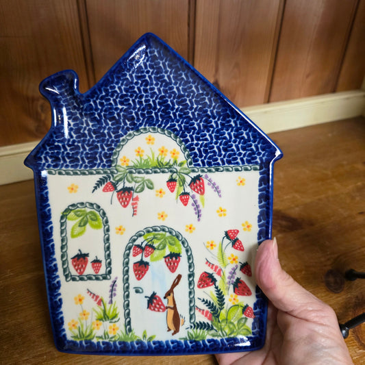 Plate ~ House ~ Strawberry Bunny Rabbit 1244 (9" x7")