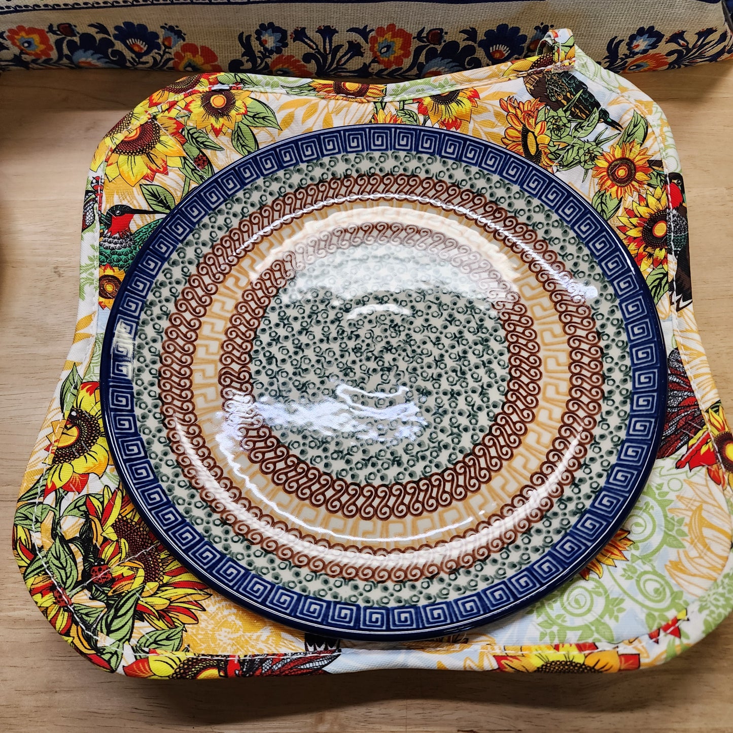 Cozy for Plate Sunflower / dragonfly print