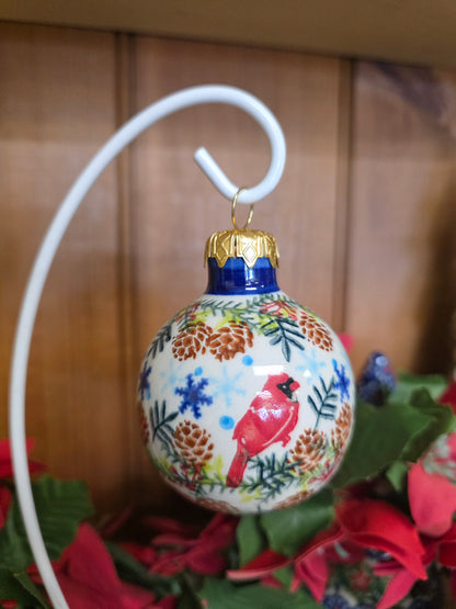 Ornament ~ Cardinal 3" Ball pinecones