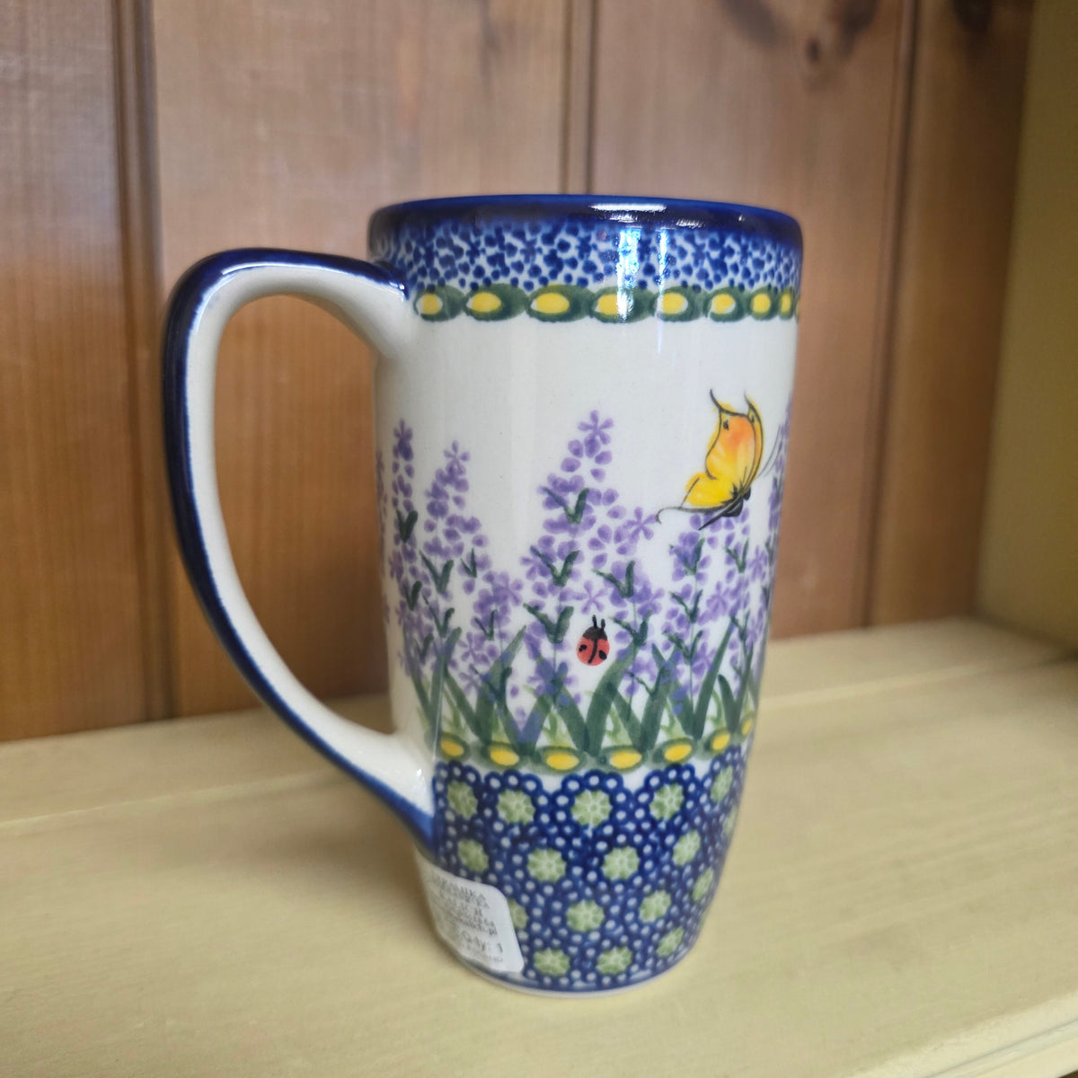 Mug Latte 15 oz / 5.5" tall Lavender 277 butterfly ladybug