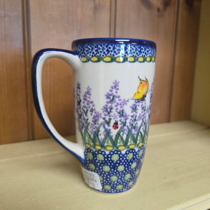 Mug Latte 15 oz / 5.5" tall Lavender 277 butterfly ladybug