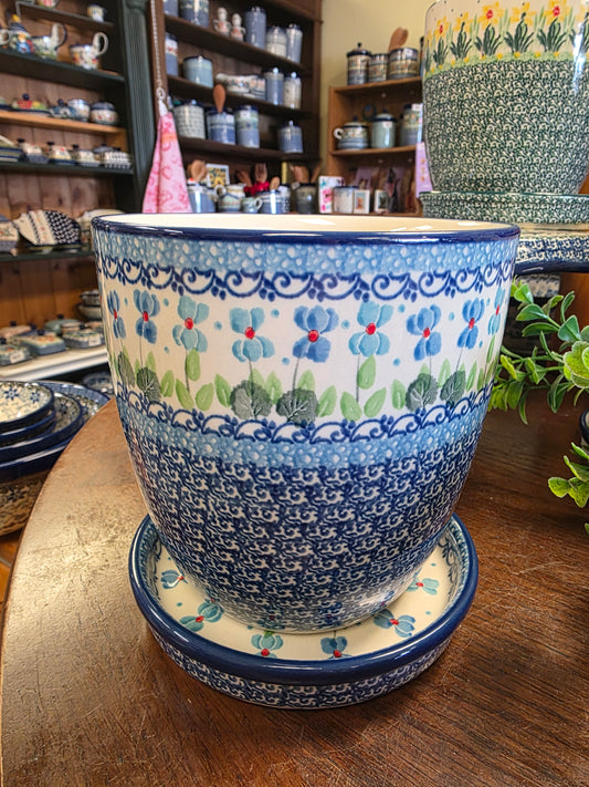 G45 ~ Flower Pot with Drip Plate 6"    G45-2668X  Dutch Iris pf0526