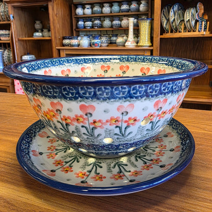 Berry Bowl w/ Saucer   8"W  470-0560X  Peach Spring Daisy pf0526