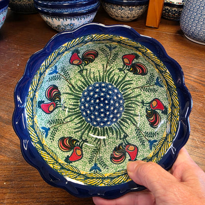 Bowl   Scalloped Edge   7"   U2663 ~ U3 ~ Rooster ~ M. Kuczynska