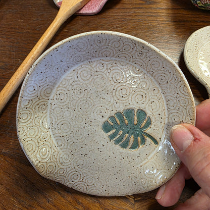 Spoon Rest ~ Monstera **Not Polish Pottery**
