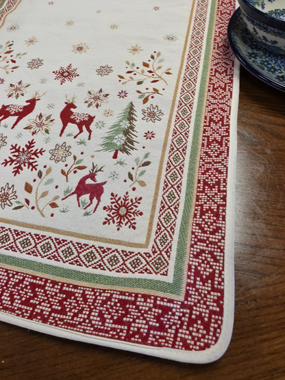Runner Ivory with red border Holiday 20" x 68" #4833