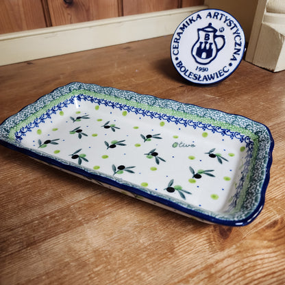Tray Shallow ~ 9" x 4.5"    D15-2379X  Olive Branch pf0526