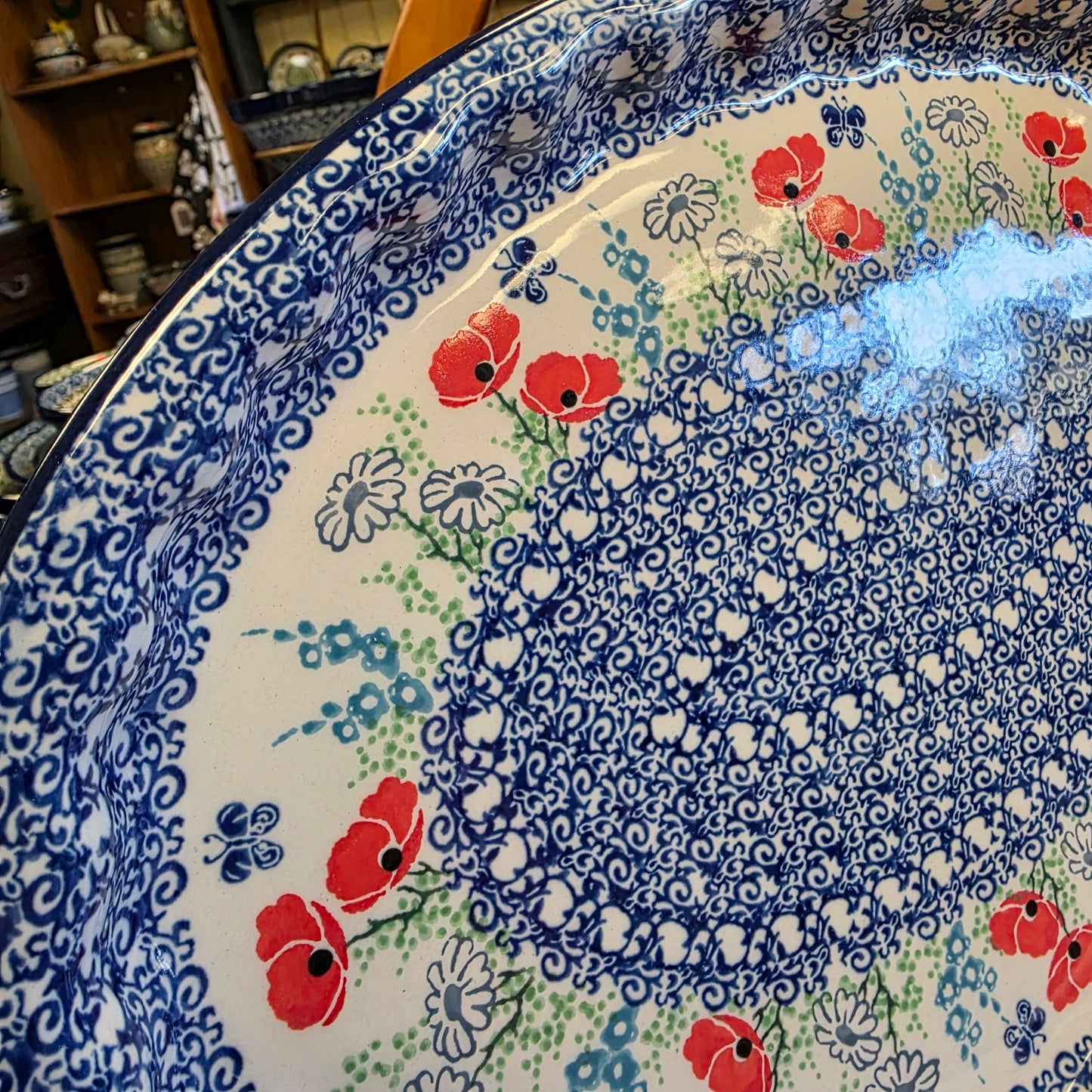 Platter   Oval   10' X 14.5"   2901X ~ Red Poppy Garden